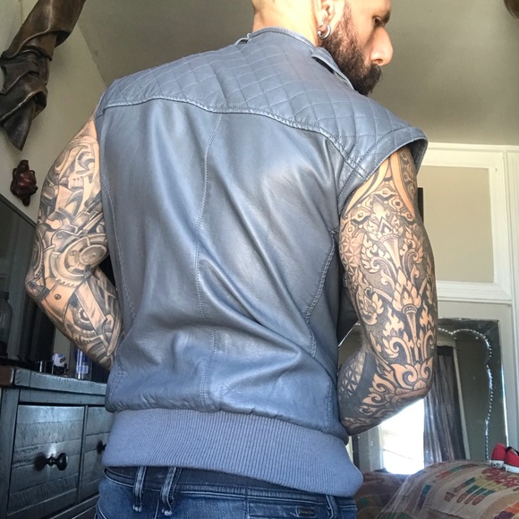 Vintage grey MEMBERS ONLY leather jacket/vest - Picture 6 of 6